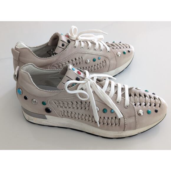 Free People Collection Orbit Embellished Platform Sneakers Beaded Women’s Sz 8.5 - Picture 3 of 10